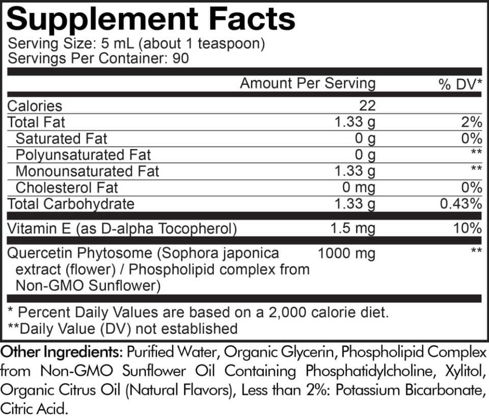 Codeage Nanofood Quercetin Phytosome Ingredients