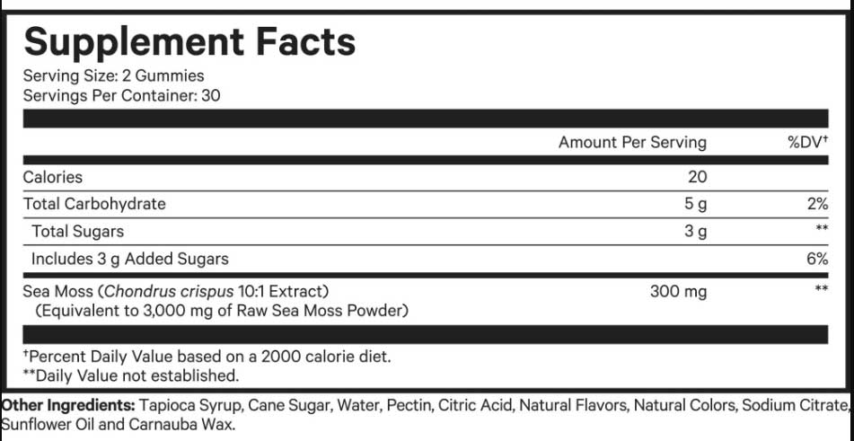 Codeage Sea Moss Gummies Ingredients