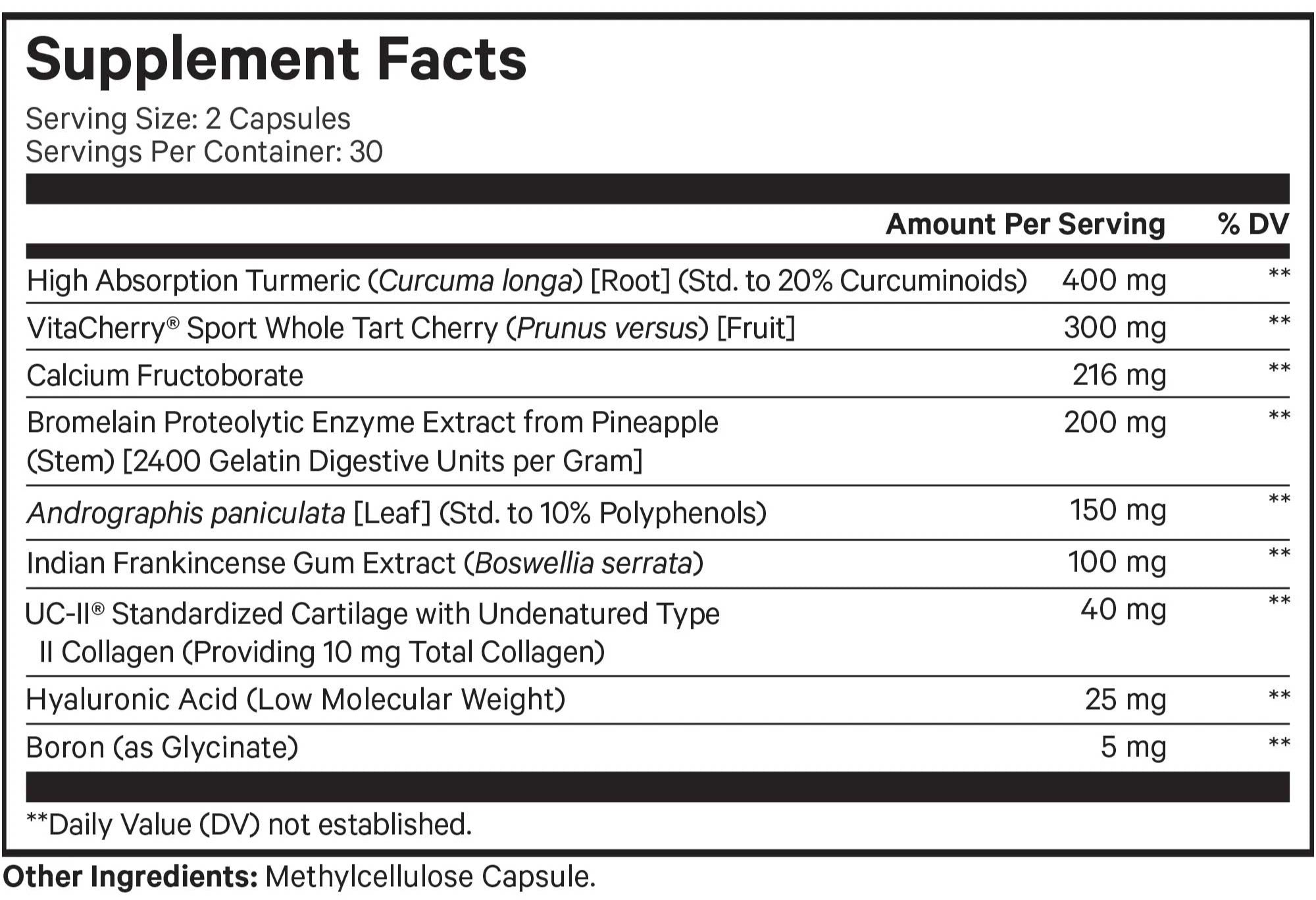 Codeage Supreme Joint Health Ingredients