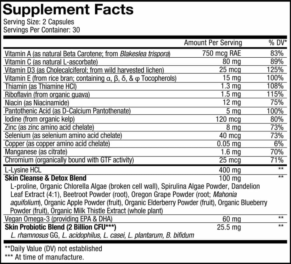 Codeage Teen Clearface+ Ingredients