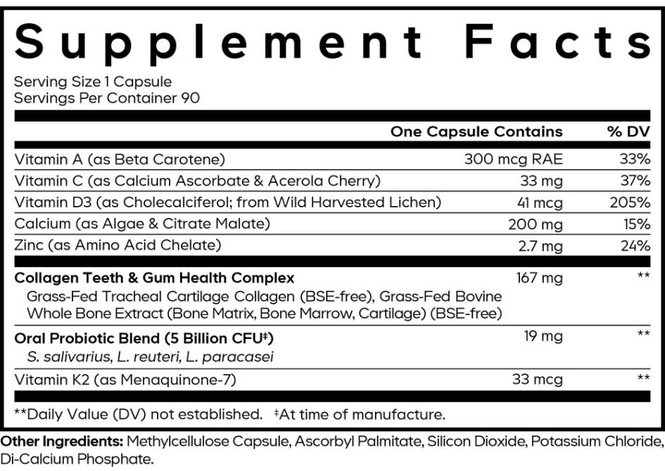 Codeage Teeth & Gums Vitamins Ingredients