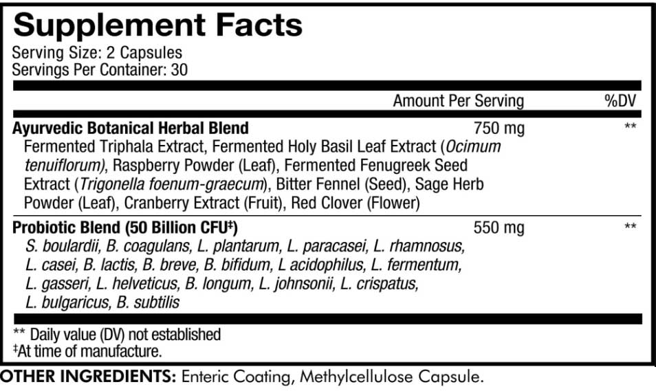 Codeage Women's SBO Probiotic Ingredients