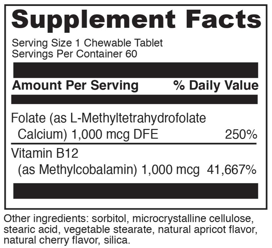 DaVinci Labs Active Folate B12 Chewable Ingredients