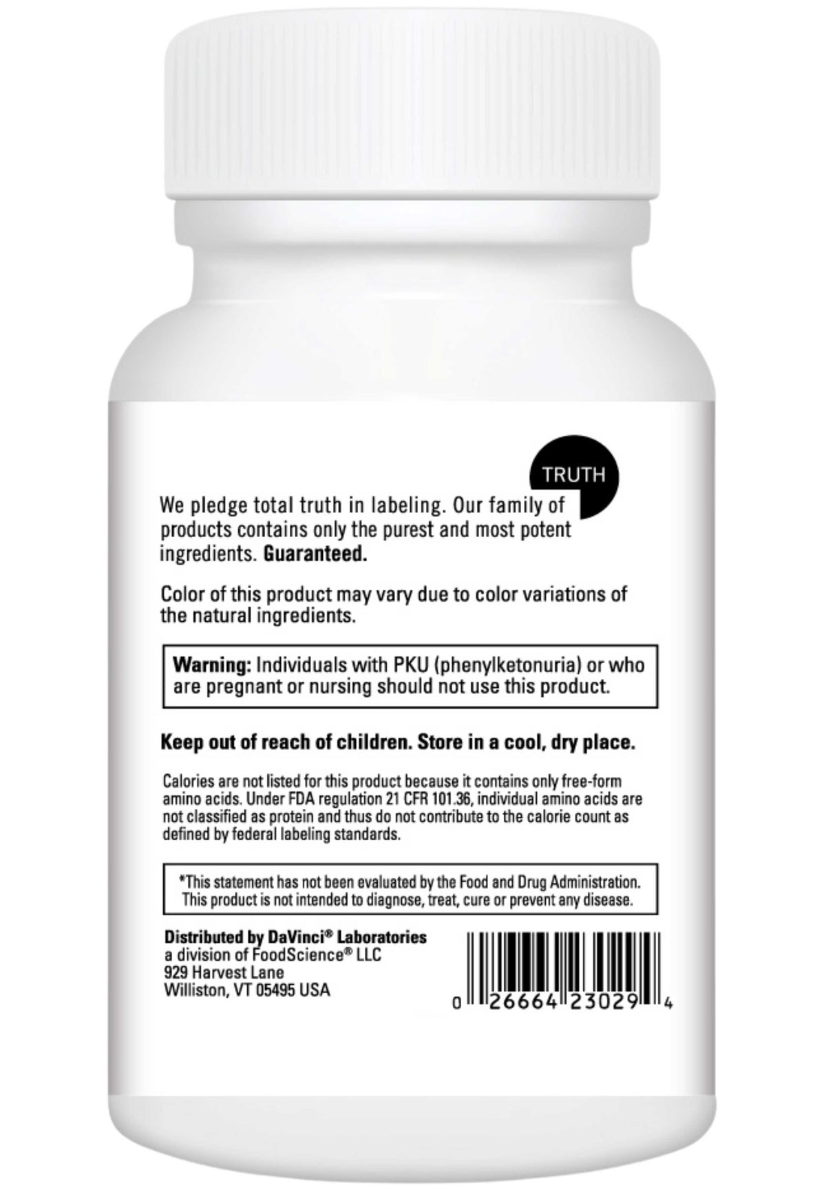 DaVinci Labs Amino 21 Back