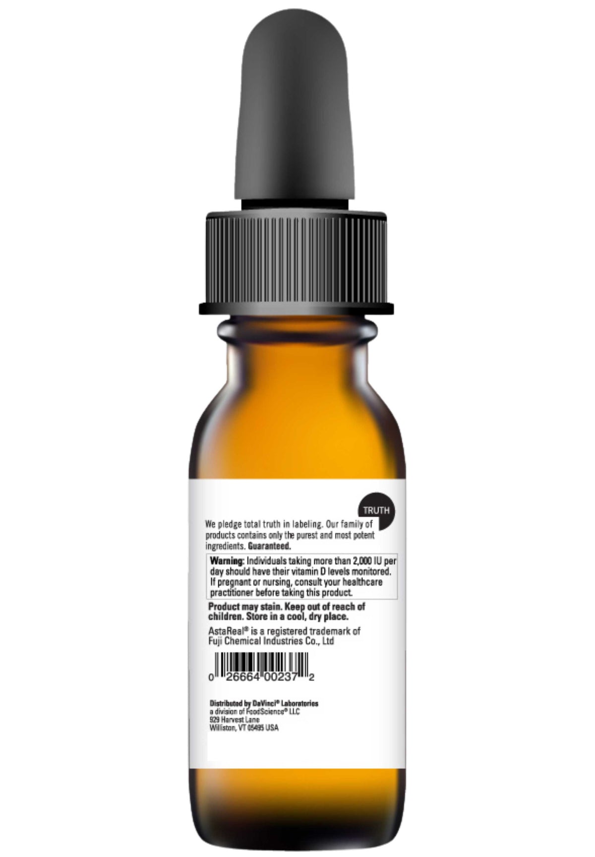 DaVinci Labs Astaxanthin D3 Liquid Back