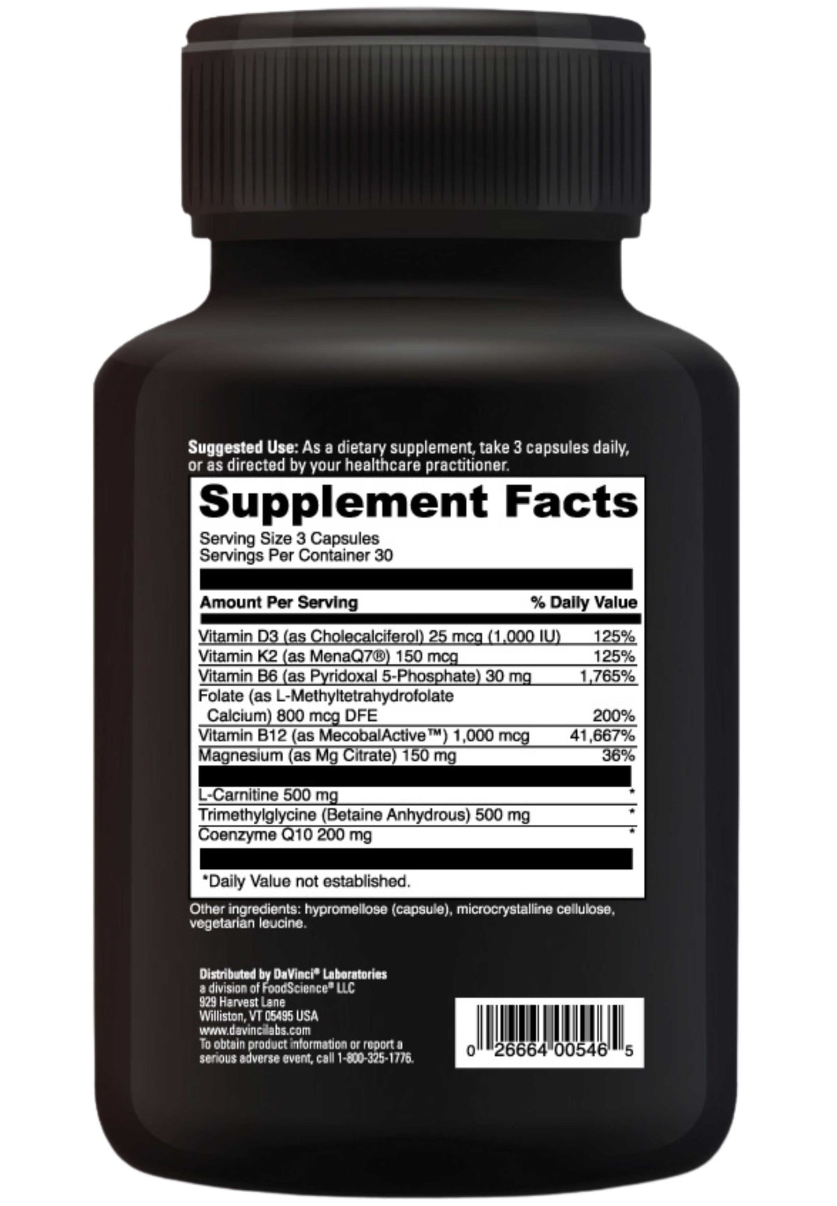 DaVinci Labs Cardio Benefits Ingredients