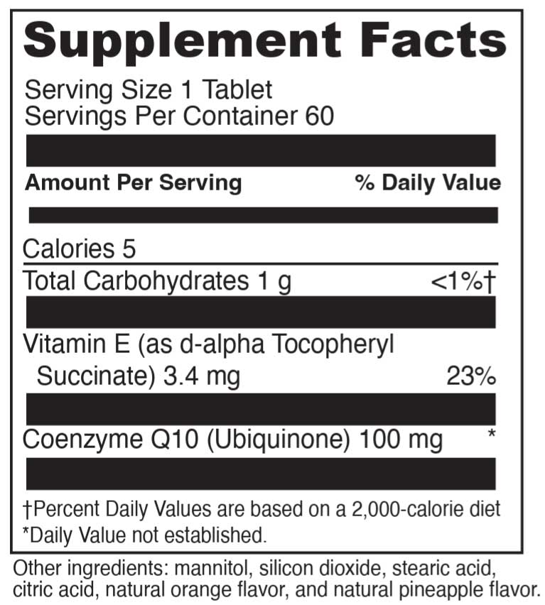 DaVinci Labs CoEnzyme Q10 ChewMelt 100 mg Ingredients