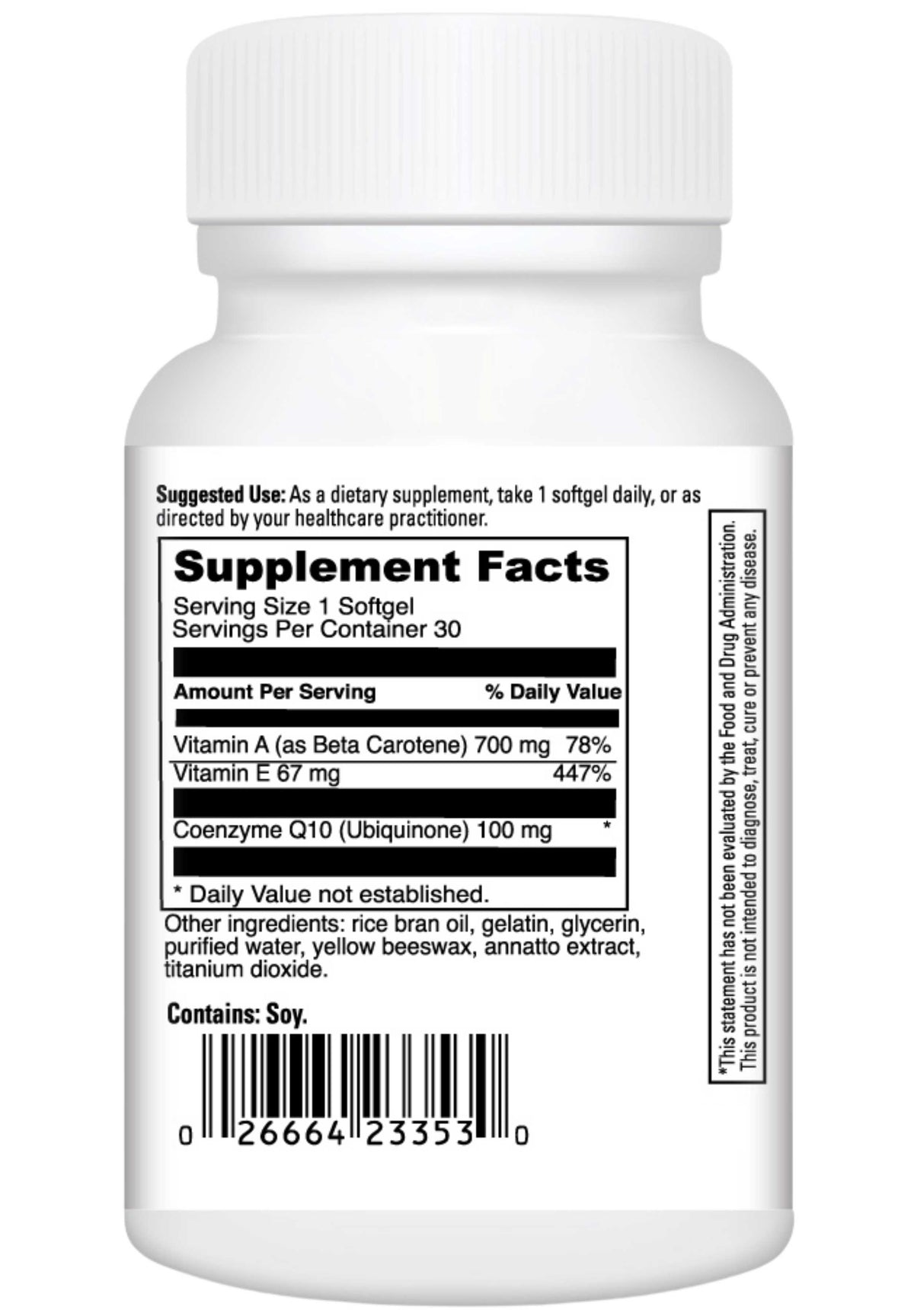 DaVinci Labs CoQSOL- 100 mg Ingredients