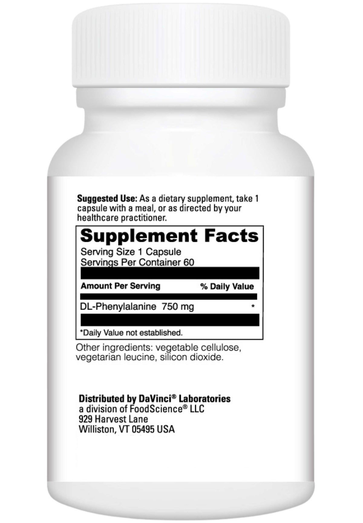 DaVinci Labs DL-Phenylalanine Ingredients