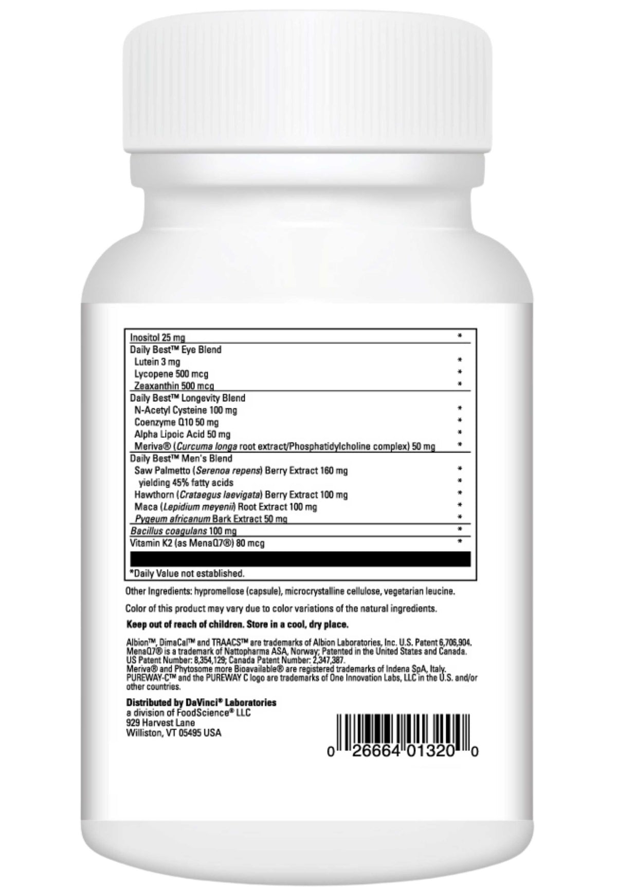 DaVinci Labs Daily Best Men Ingredients