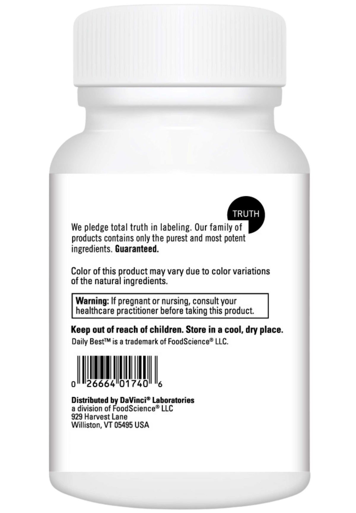 DaVinci Labs Daily Best Probiotic Back