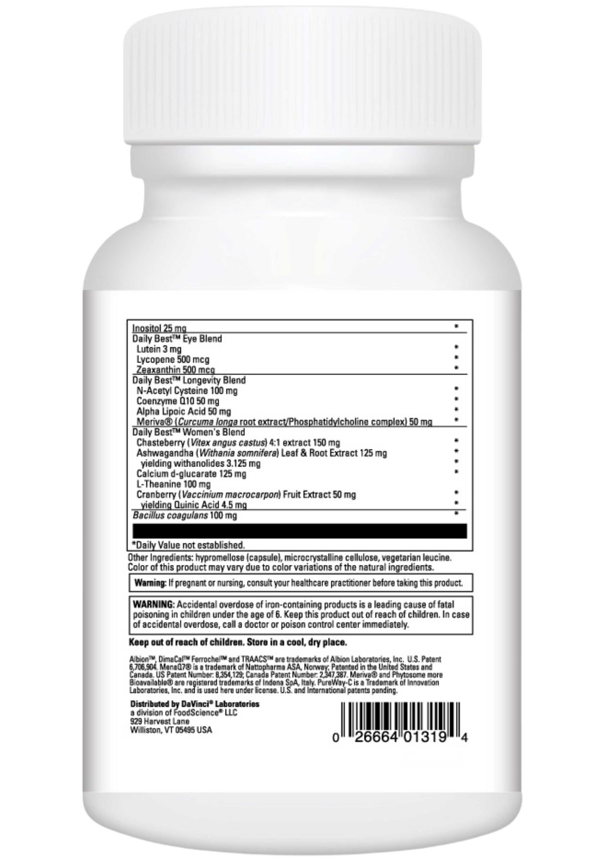 DaVinci Labs Daily Best Women Ingredients