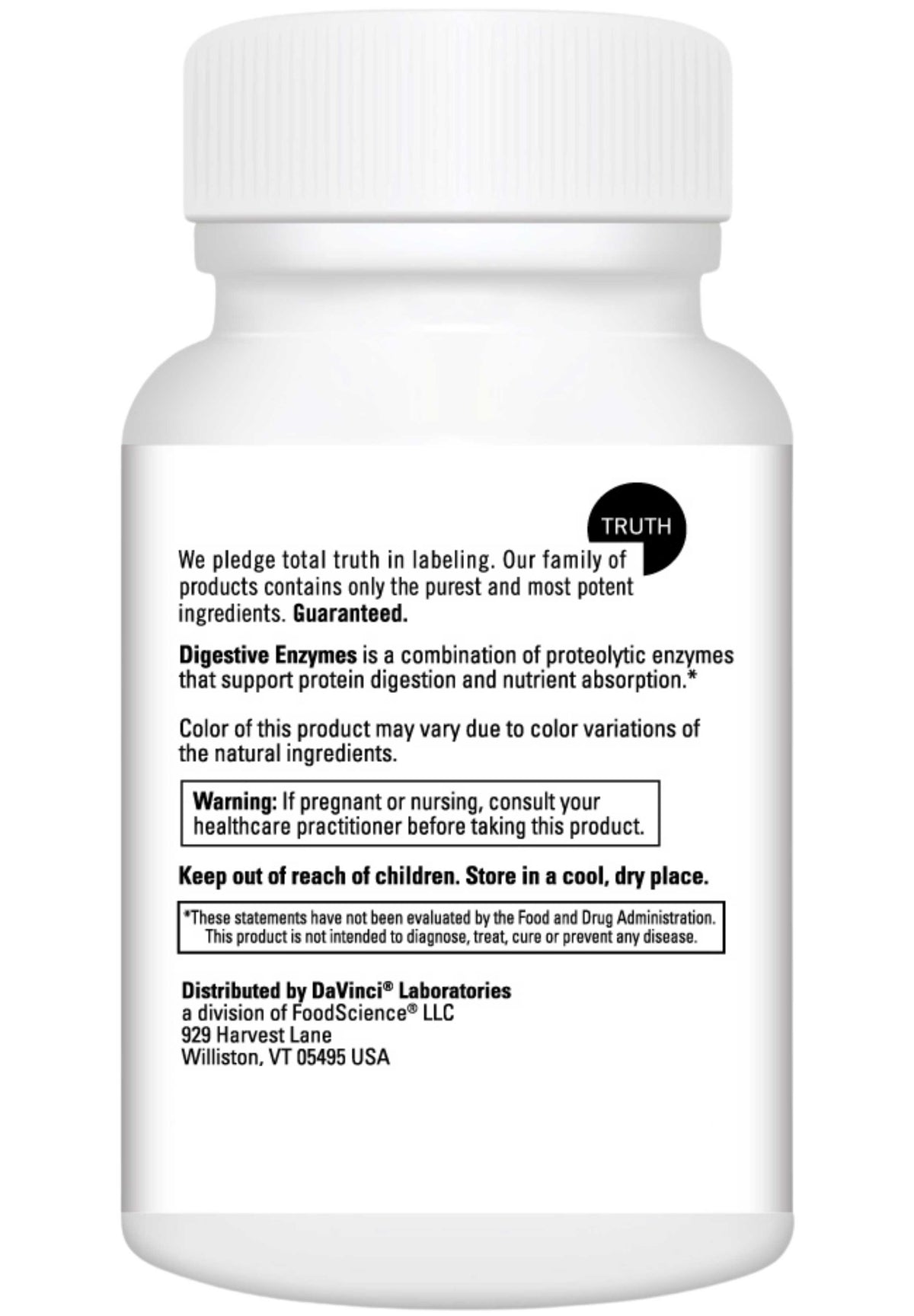 DaVinci Labs Digestive Enzymes Back