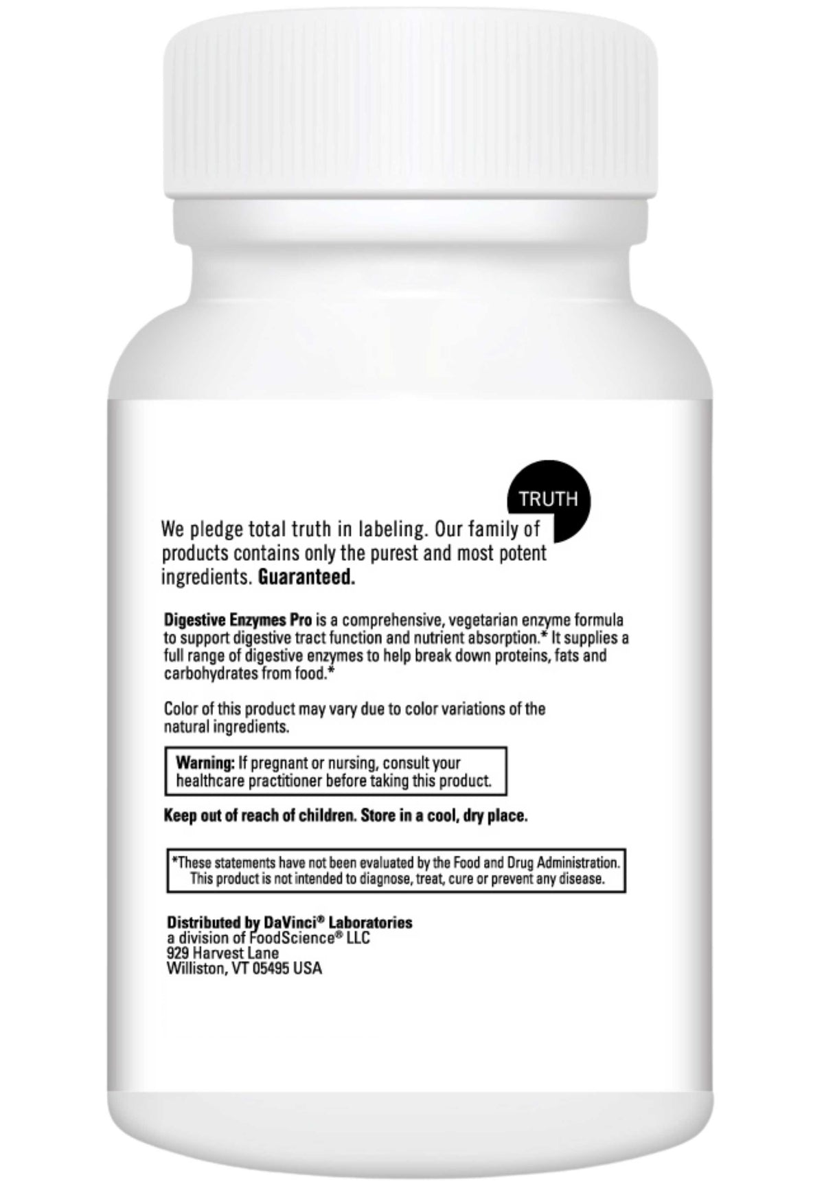 DaVinci Labs Digestive Enzymes Pro Back