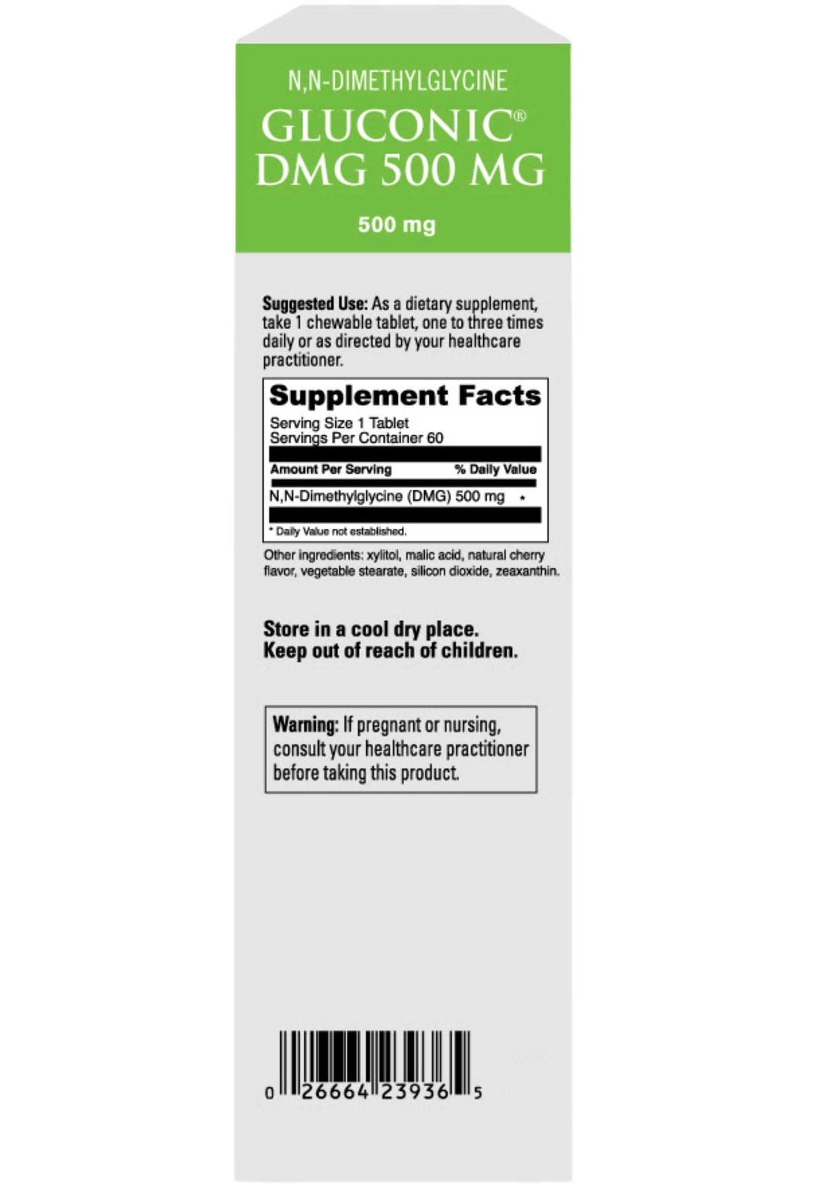 DaVinci Labs Gluconic DMG 500 mg Ingredients