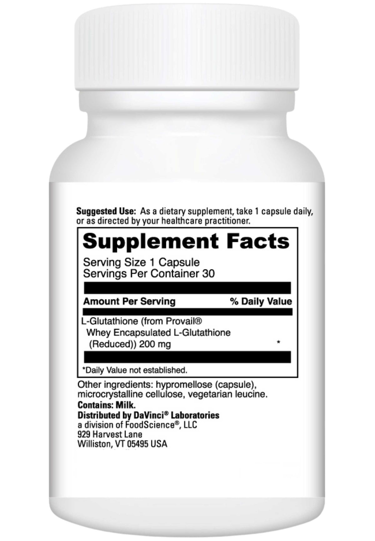 DaVinci Labs Glutathione Ingredients