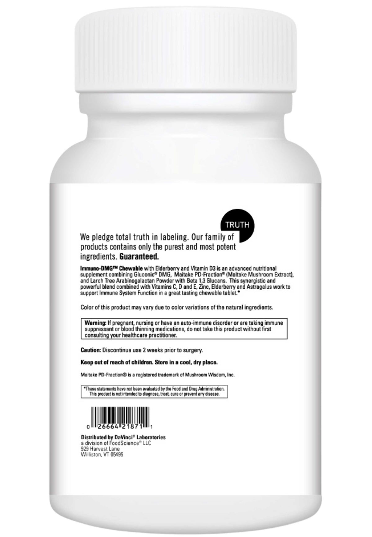 DaVinci Labs Immuno-DMG Chewable Back