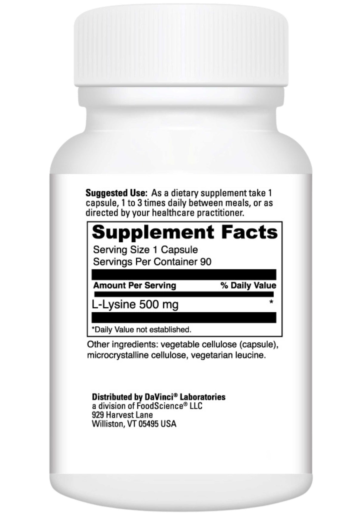 DaVinci Labs L-Lysine Capsules Ingredients
