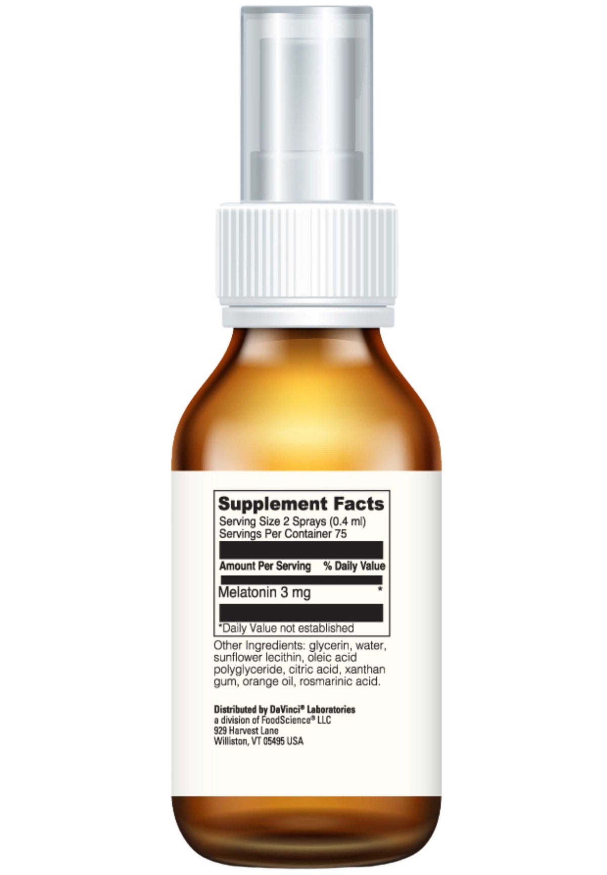 DaVinci Labs Liposomal Melatonin Spray Ingredients