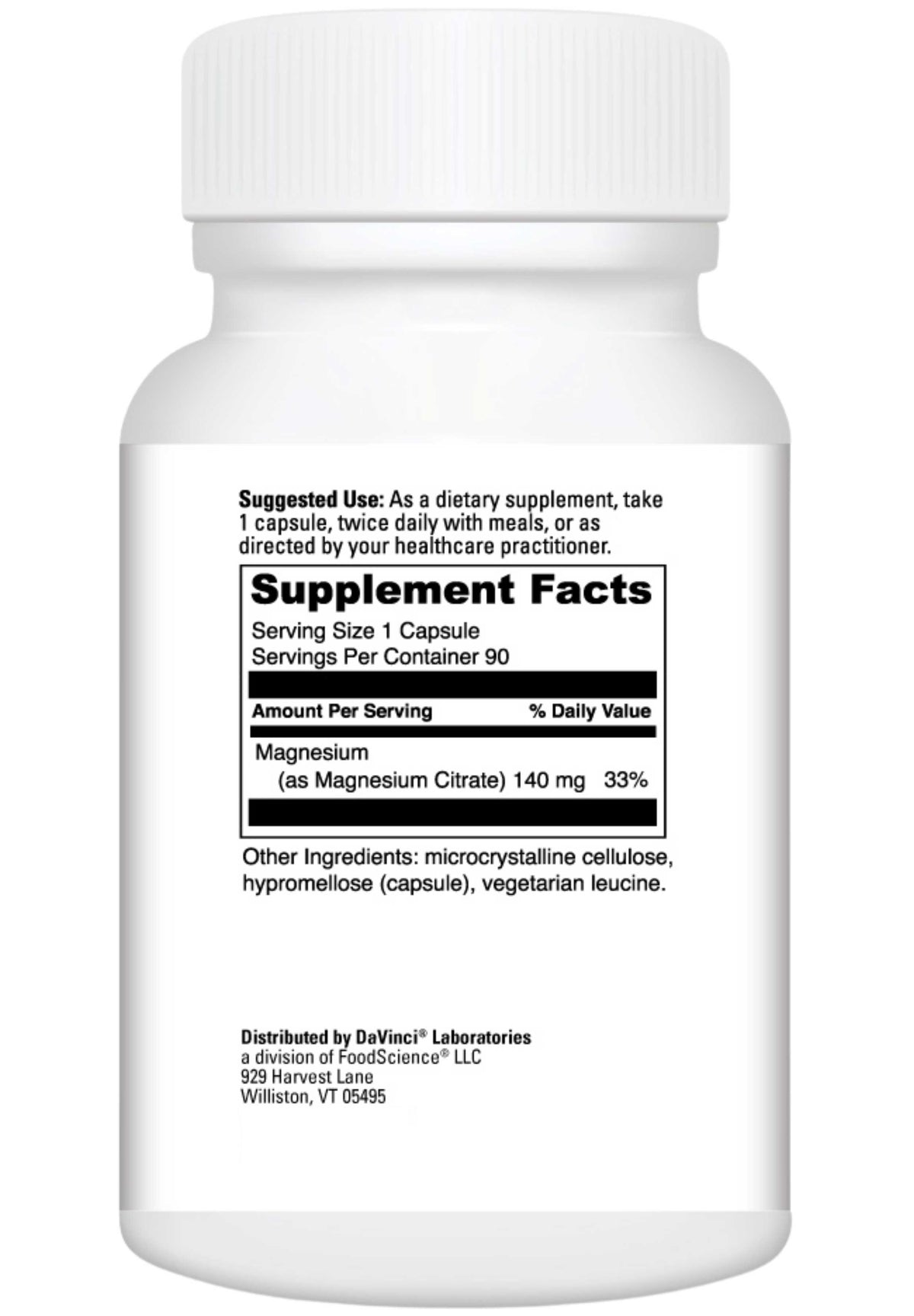 DaVinci Labs Magnesium Citrate Ingredients