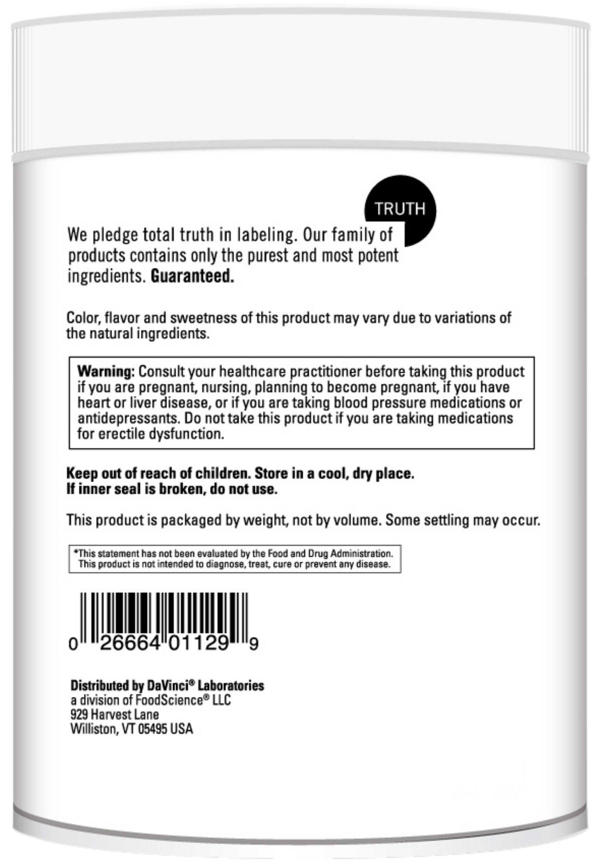 DaVinci Labs Maxi-BCAA Back