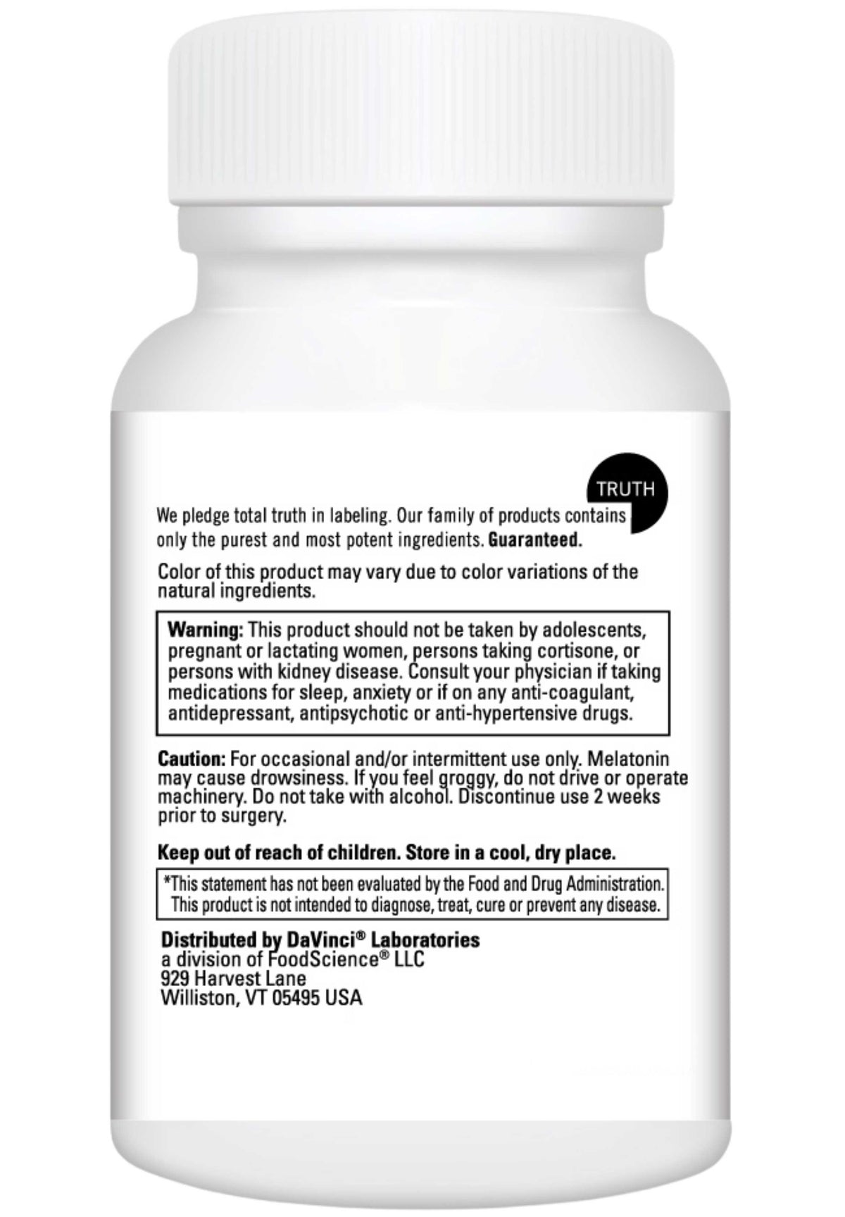DaVinci Labs Melatonin-3 Back