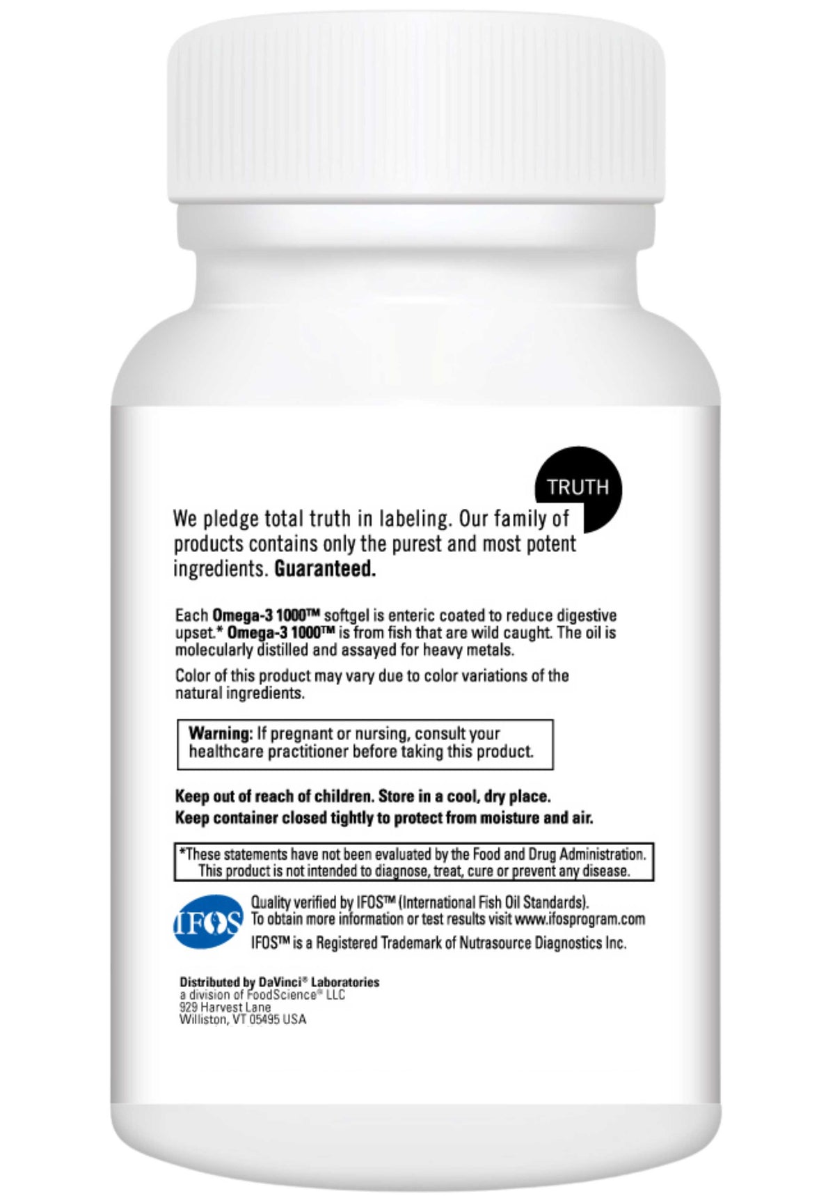 DaVinci Labs Omega-3 1000 Back