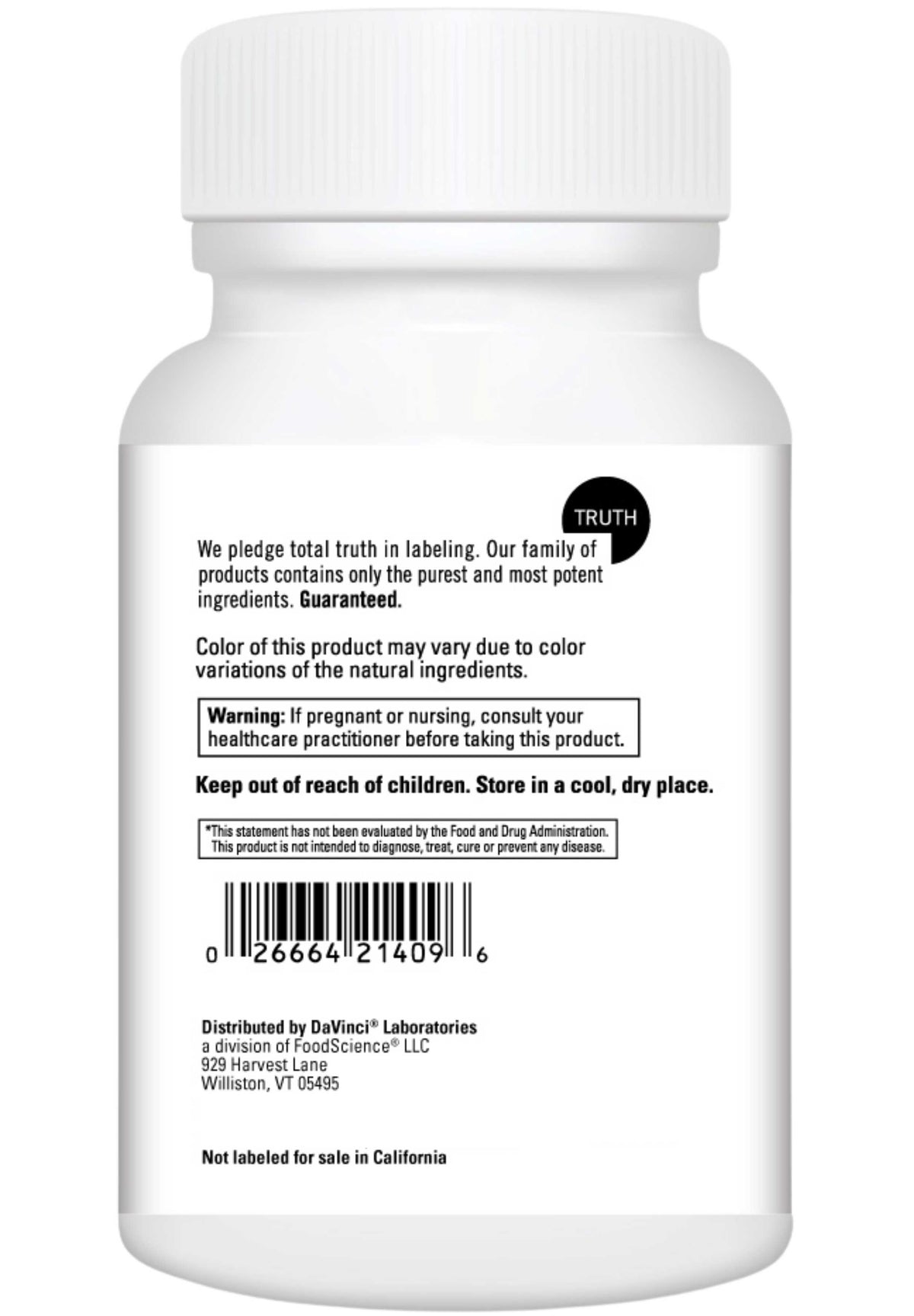 DaVinci Labs Poten-C 1000 mg Back