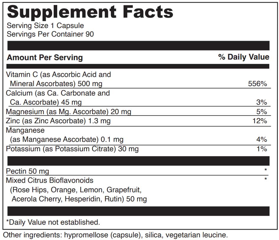 DaVinci Labs Poten-C 500 Ingredients