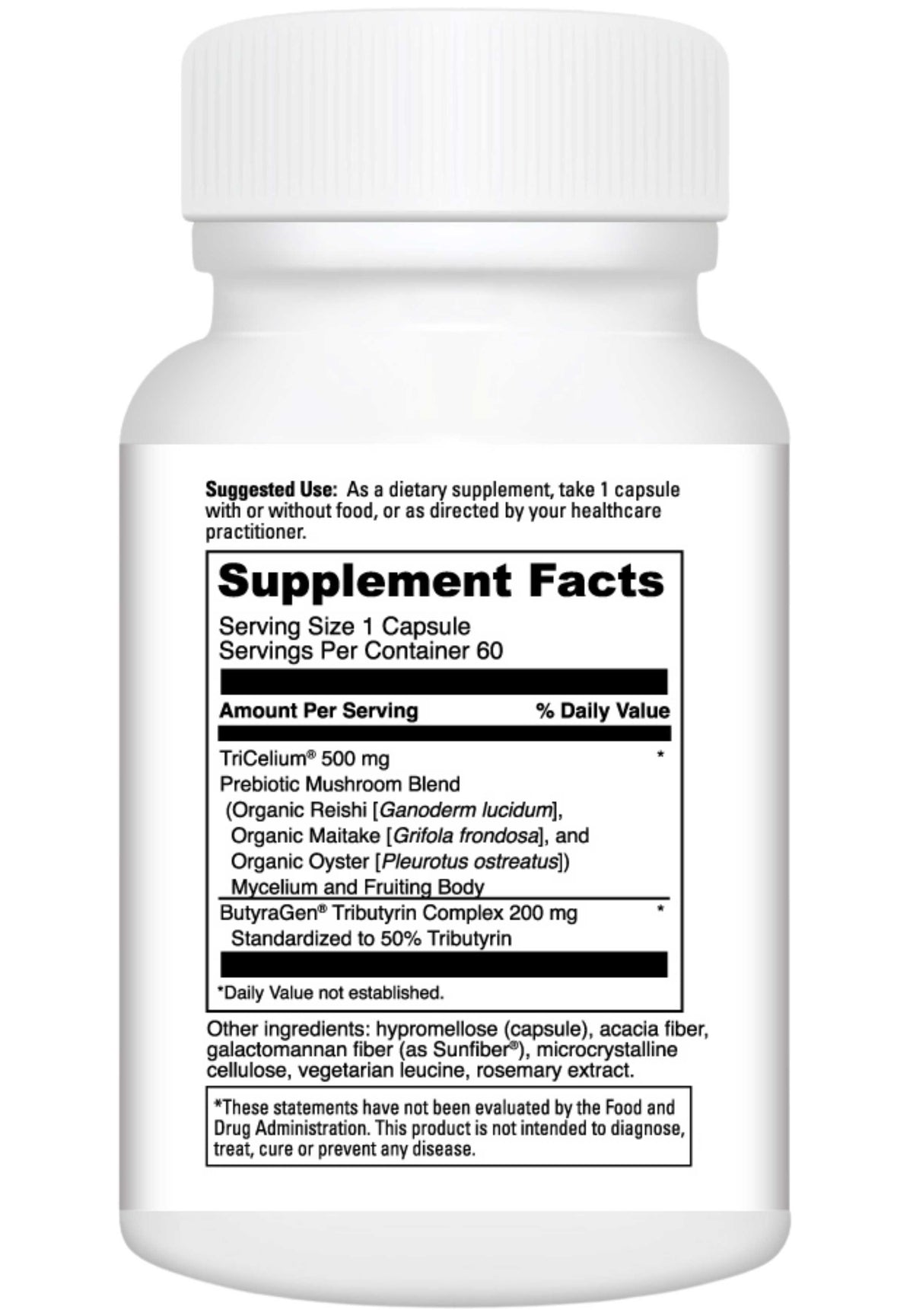 DaVinci Labs Prebiotic Mushroom Blend Ingredients