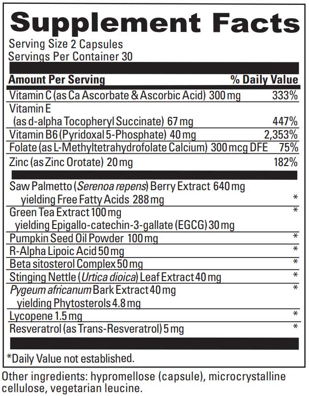 DaVinci Labs Prostate Health Ingredients