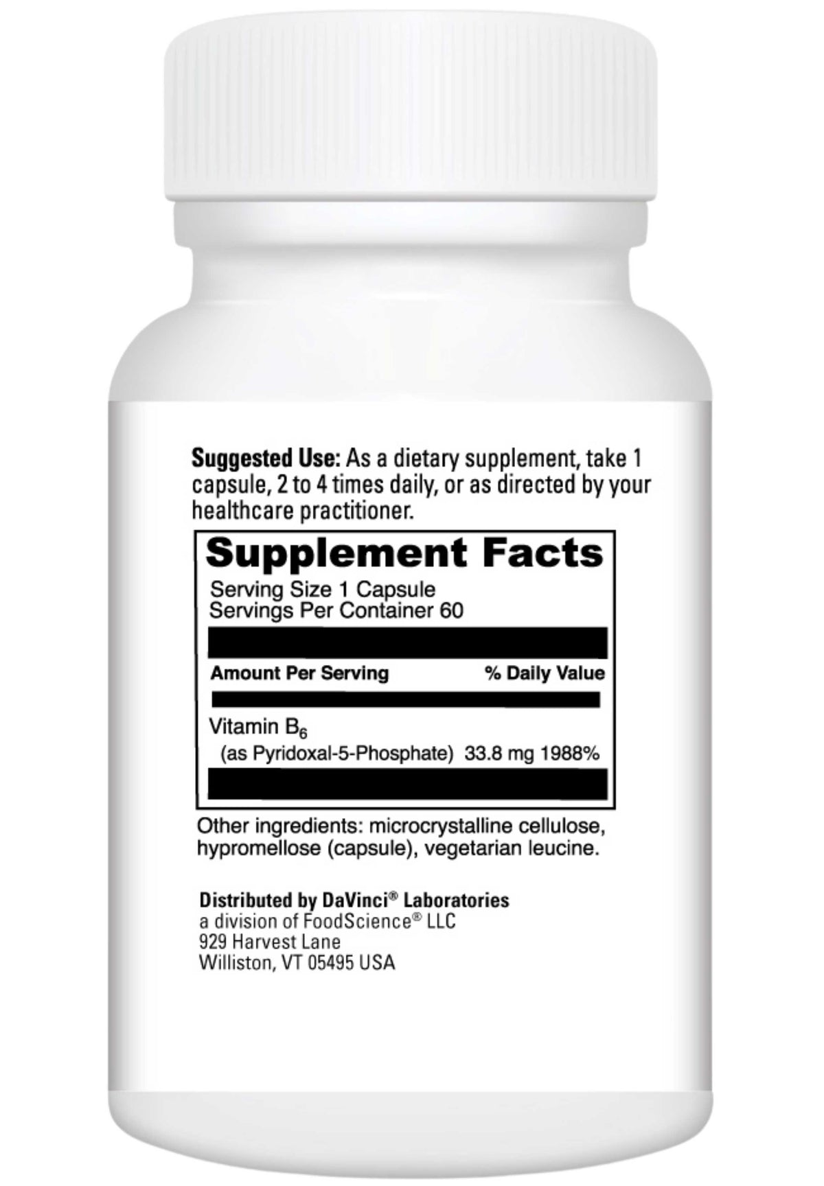 DaVinci Labs Pyridoxal 5-Phosphate Ingredients