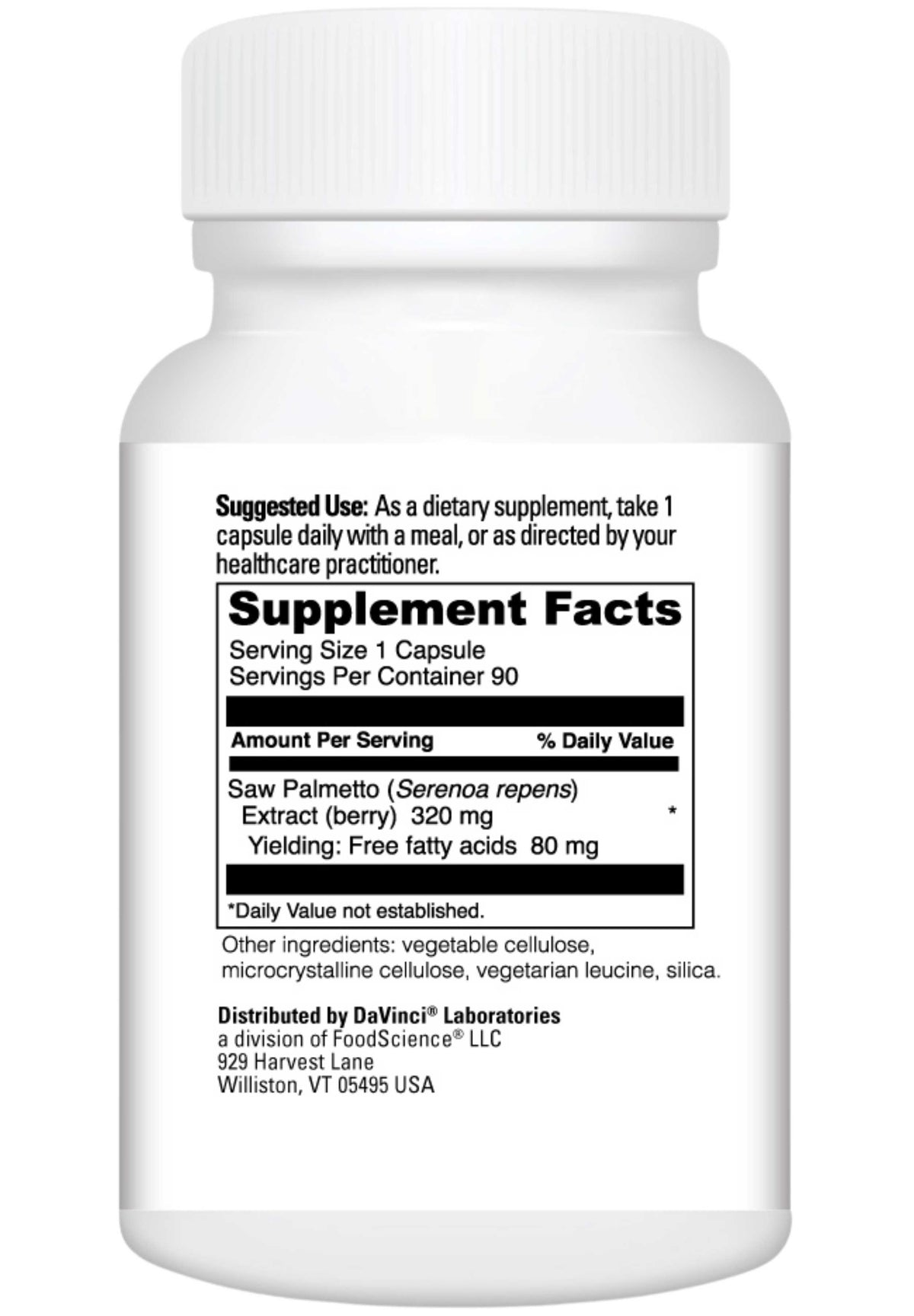 DaVinci Labs Saw Palmetto Ingredients