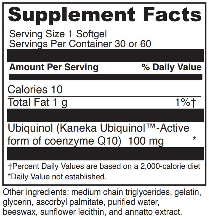 DaVinci Labs Ubiquinol 100 mg Ingredients