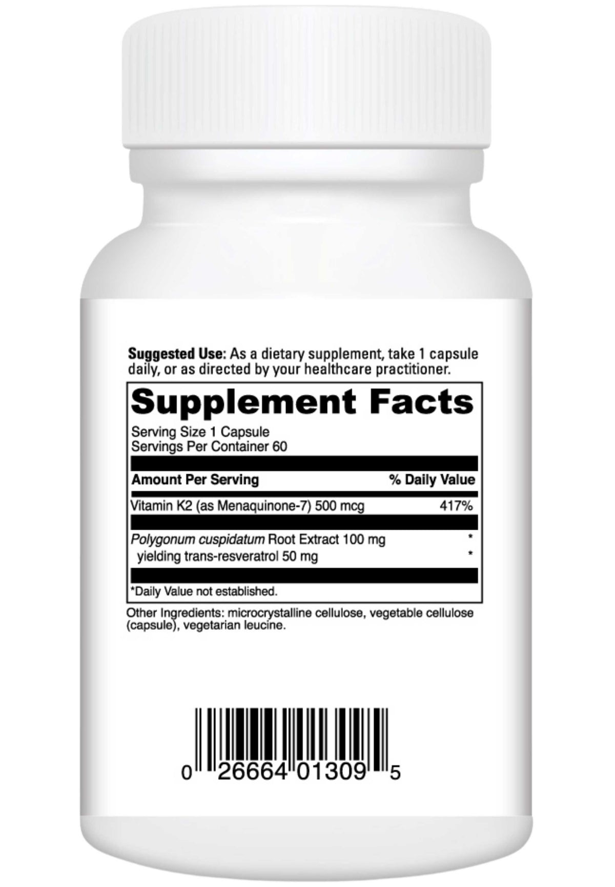 DaVinci Labs Vitamin K2+ Resveratrol Ingredients