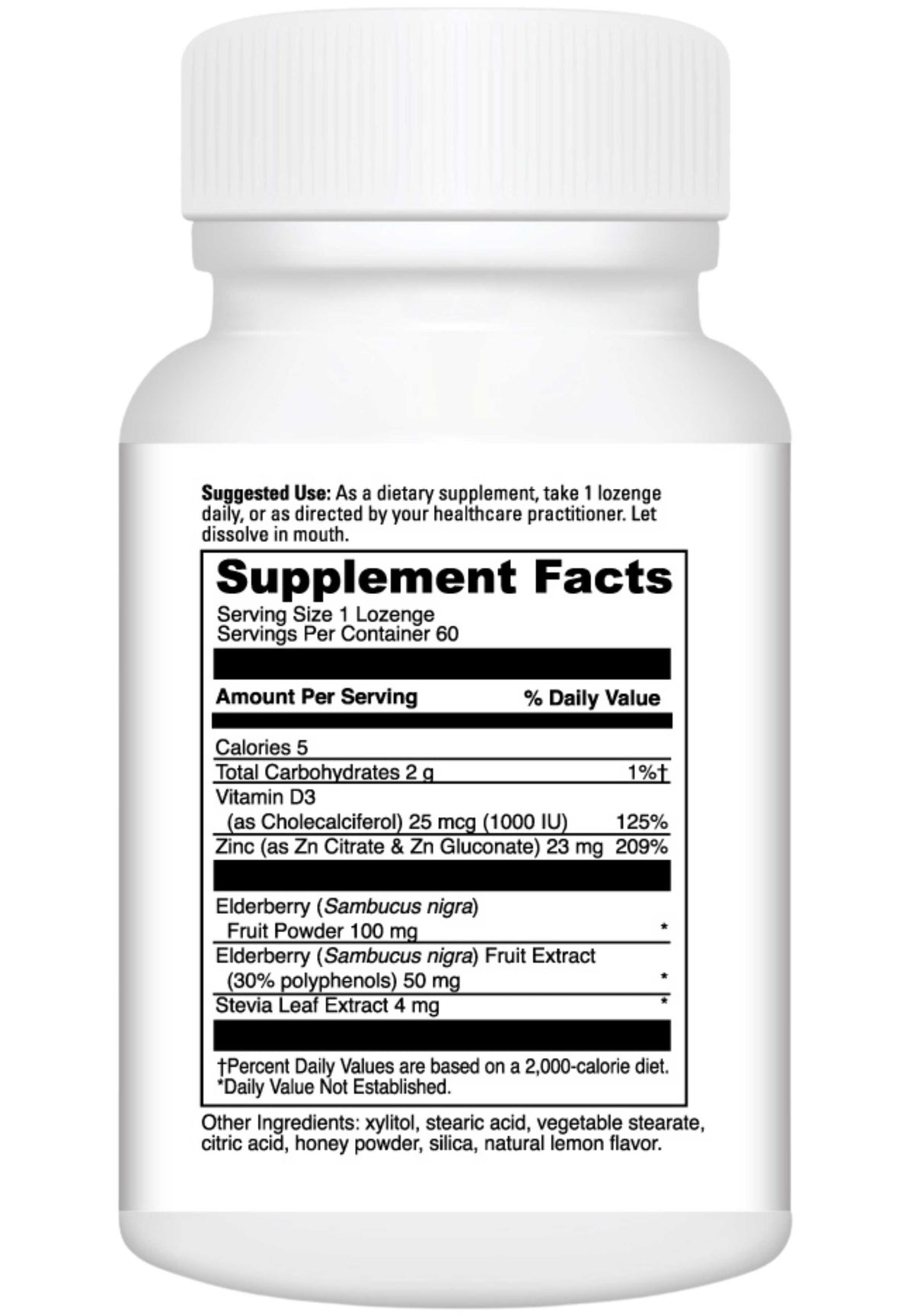 DaVinci Labs Zinc Lozenge + Elderberry Ingredients