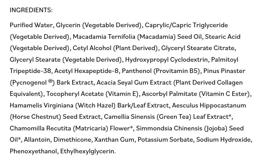 DermaE Natural Bodycare Advanced Peptides & Flora-Collagen Eye Cream Ingredients