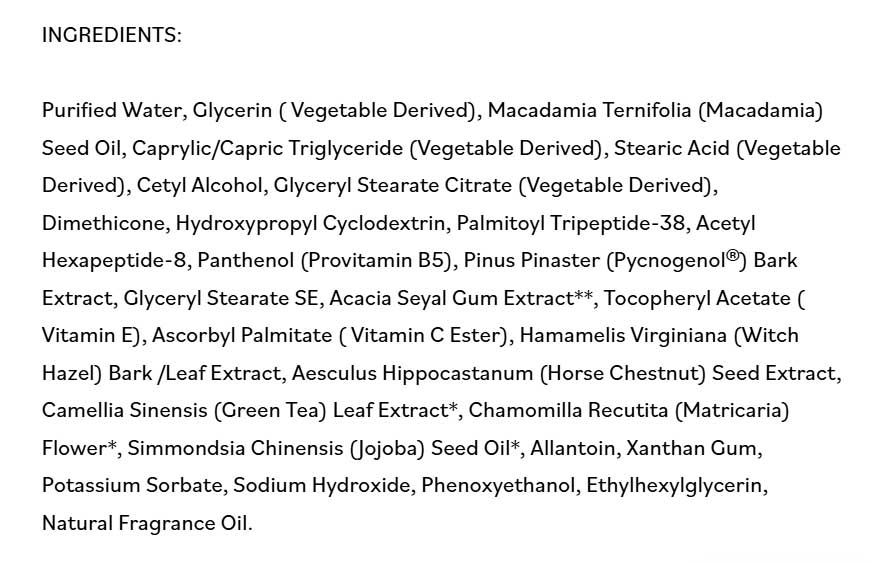 DermaE Natural Bodycare Advanced Peptides and Flora-Collagen Moisturizer Ingredients