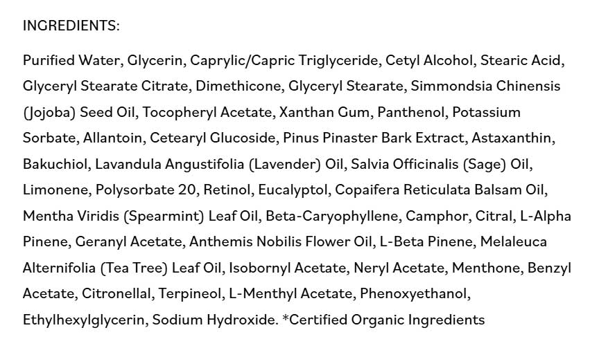 DermaE Natural Bodycare Anti-Aging Regenerative Night Cream Ingredients