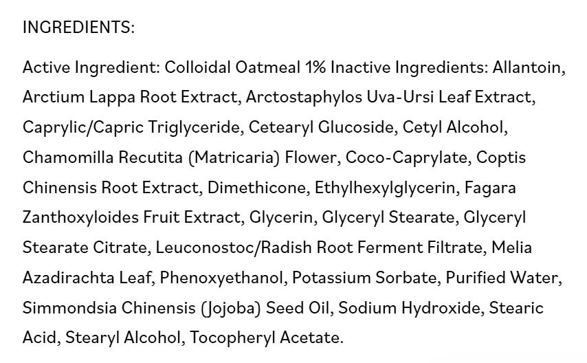 DermaE Natural Bodycare Eczema Relief Cream Ingredients