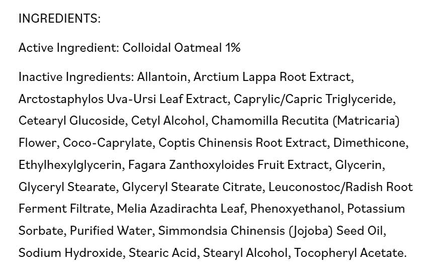 DermaE Natural Bodycare Eczema Relief Lotion Ingredients
