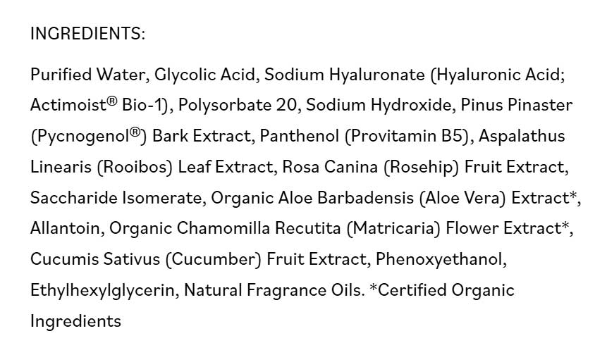 DermaE Natural Bodycare Radiance Toner Ingredients