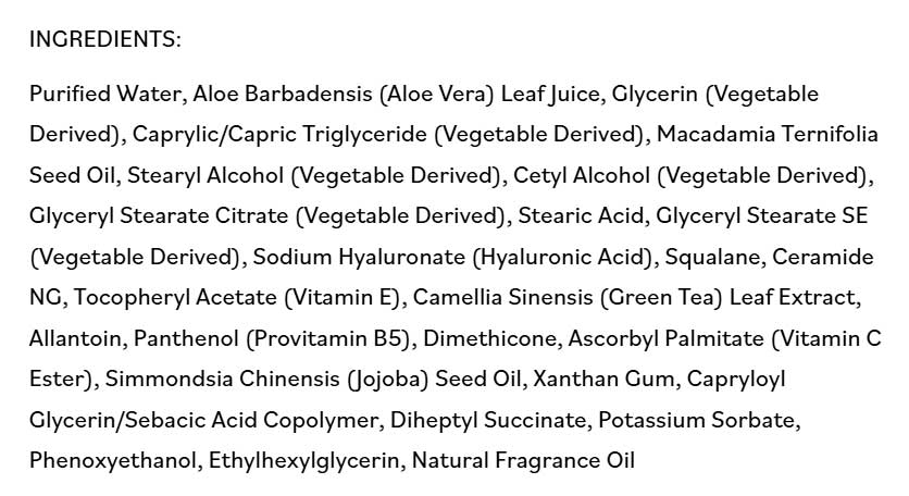 DermaE Natural Bodycare Ultra Hydrating Advanced Repair Night Cream Ingredients