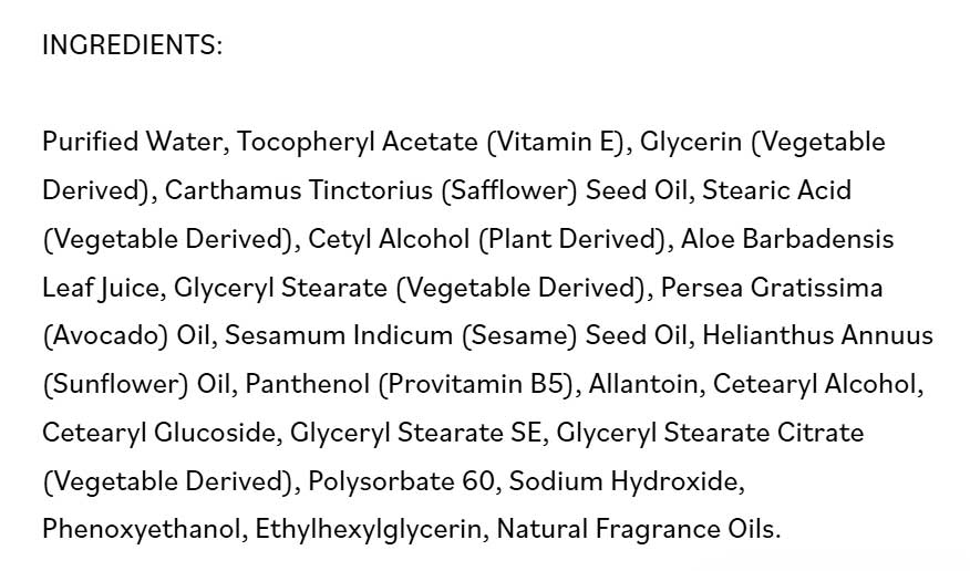 DermaE Natural Bodycare Vitamin E 12,000 IU Cream Ingredients