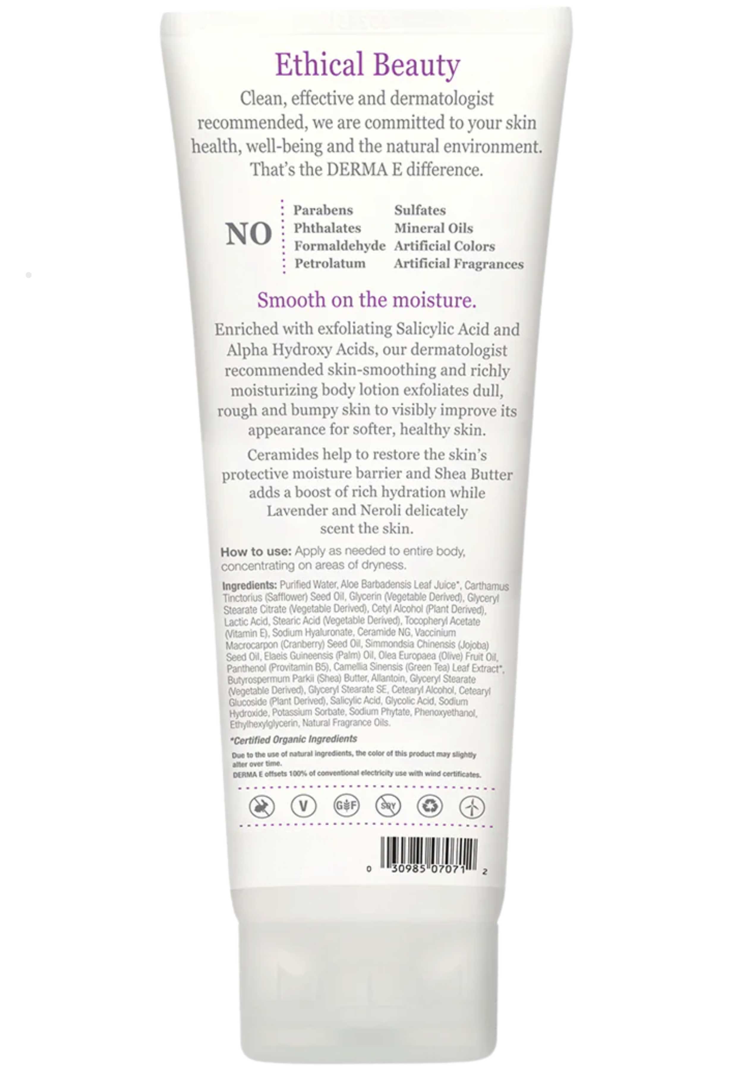 DermaE Natural Bodycare Vitamin E Lavender & Neroli Skin Smoothing Shea Body Lotion Ingredients