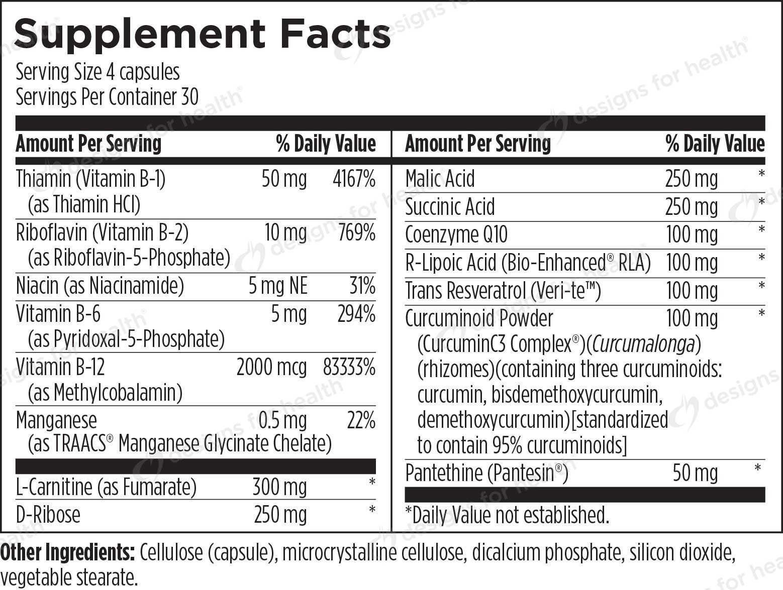 Designs For Sport Mito NRG Complex Ingredients