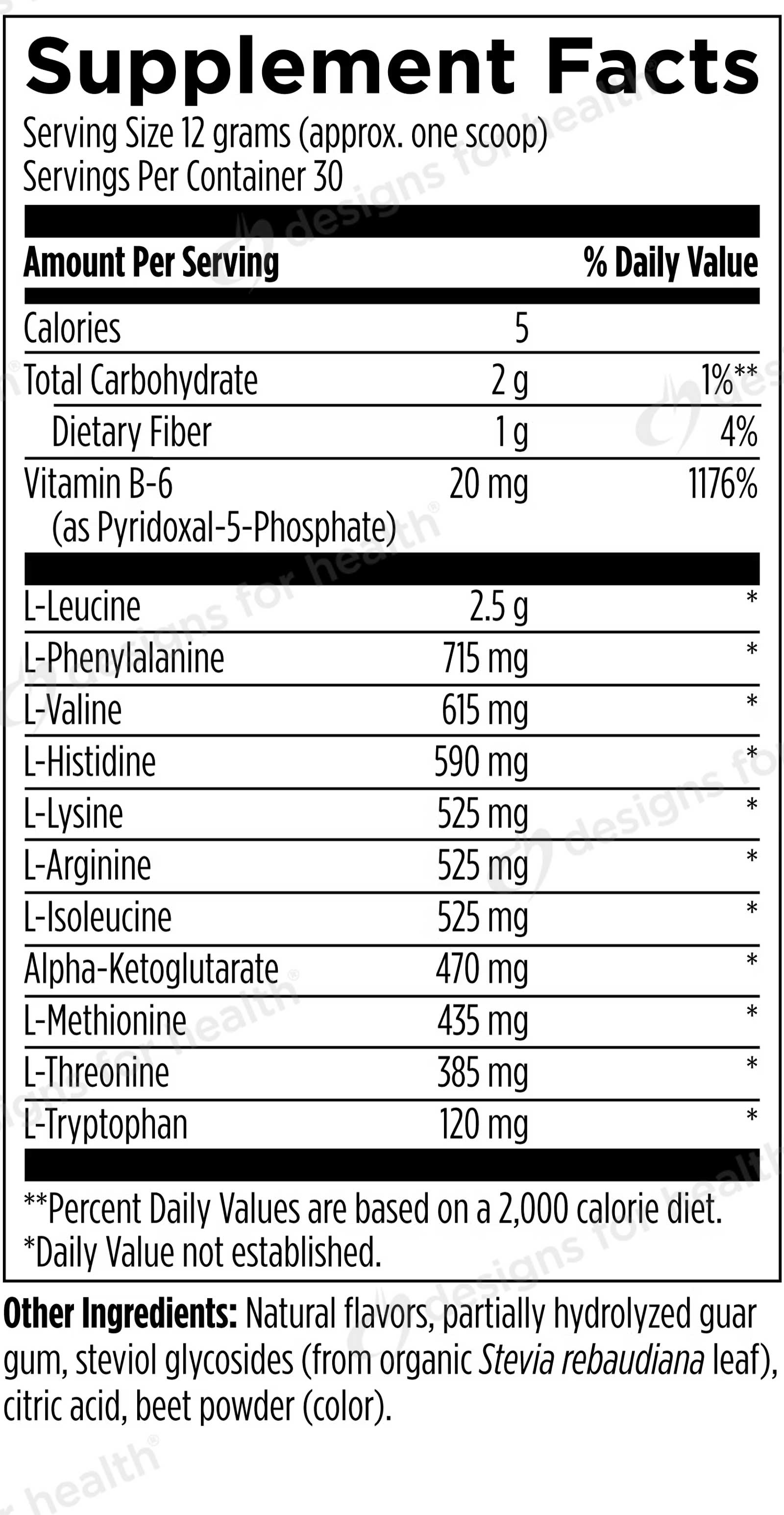 Designs for Health Amino Acid Supreme Ingredients
