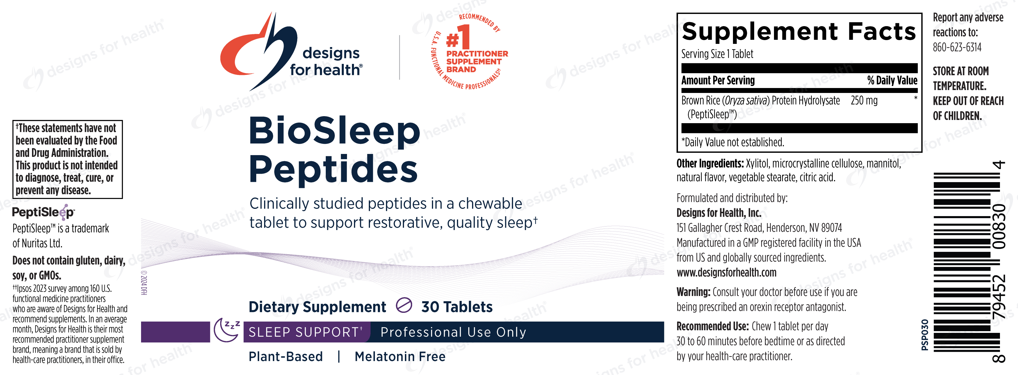 Designs for Health BioSleep Peptides Label