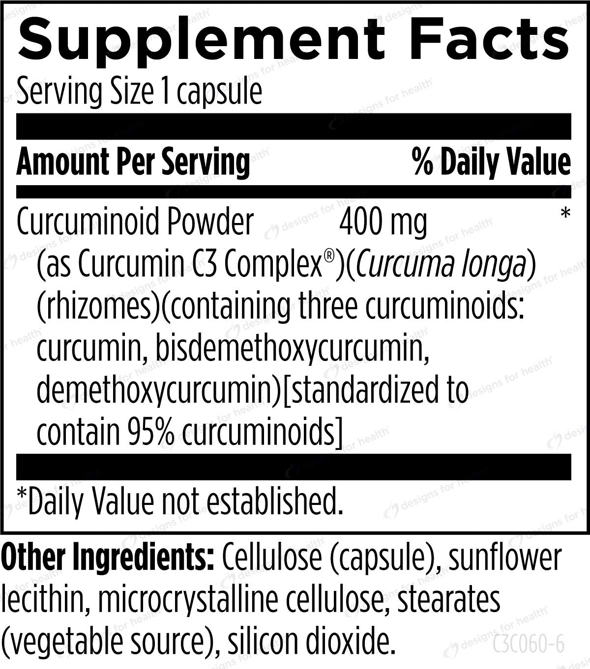 Designs for Health C3 Curcumin Complex Ingredients