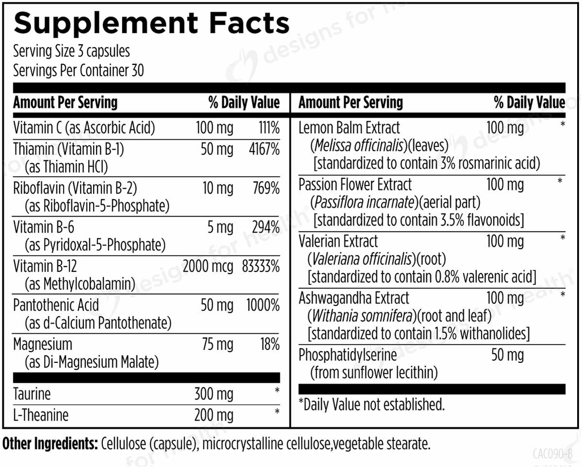 Designs for Health CatecholaCalm Ingredients